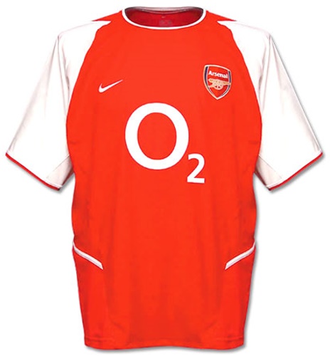 Camiseta de Arsenal local rojo y blanco de 2003-2004