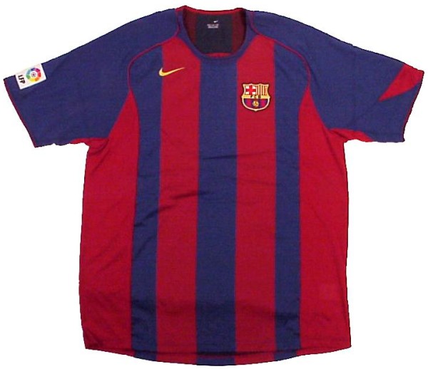 Camiseta de FC Barcelona local azul y rojo de 2004-2005