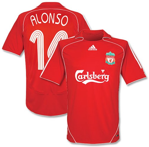 Camiseta de Liverpool local rojo y blanco de 2006-2007, Alonso