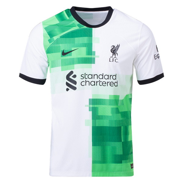 Camiseta de Liverpool visitante blanco, verde y negro de 2023-2024