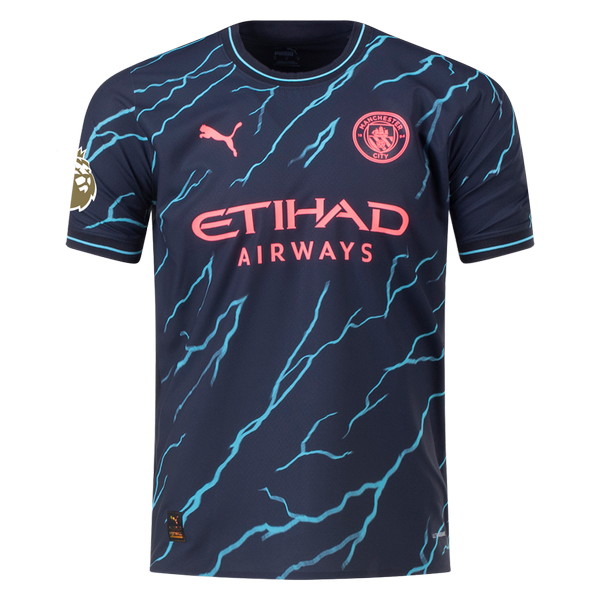 Camiseta de Manchester City tercera azul y celeste de 2023-2024