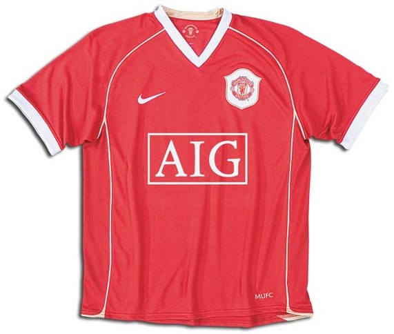 Camiseta de Manchester United local rojo y blanco de 2006-2007