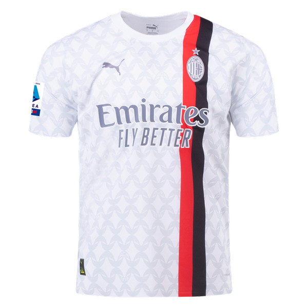 Camiseta de Milan visitante blanco, rojo y negro de 2023-2024