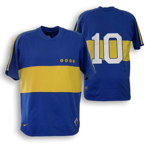 Camiseta de Boca Juniors local azul y amarillo (oro) de 1980-1981, Diego Maradona, edición especial, conmemoración aniversario