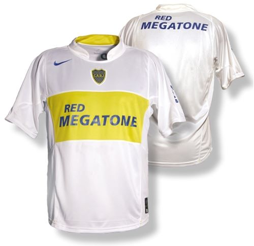 Camiseta de Boca Juniors visitante blanco y amarillo (oro) de 2005-2006