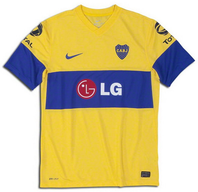 Camiseta de Boca Juniors visitante amarillo y azul de 2011-2012