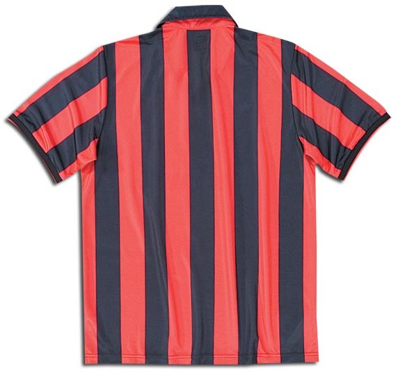 Camiseta de Milan local rojo y negro de 1989-1990, vista espalda retro