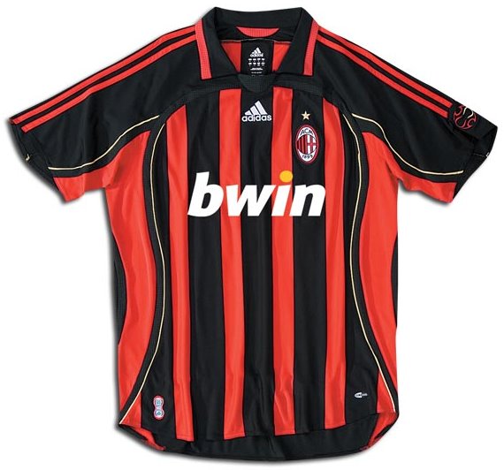 Camiseta de Milan local negro, rojo y blanco de 2006-2007