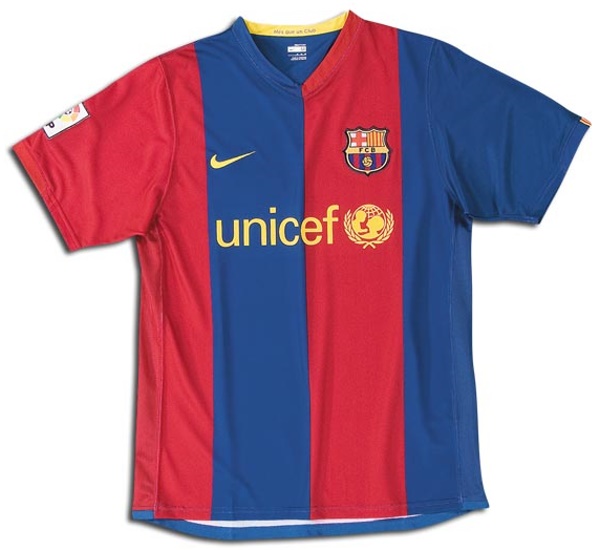 Camiseta de FC Barcelona local azul y rojo de 2006-2007