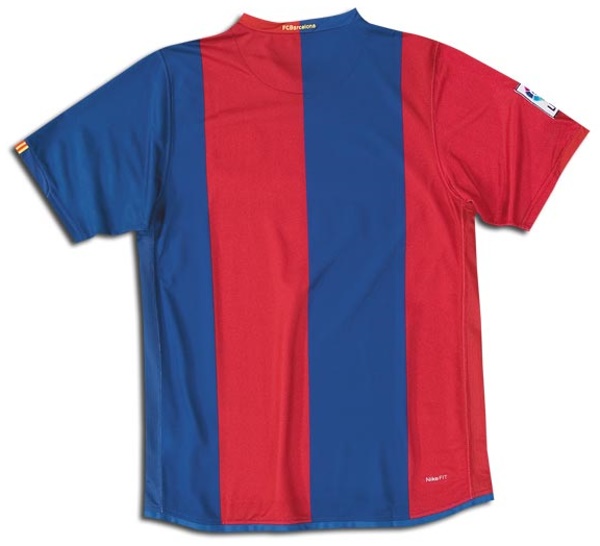 Camiseta de FC Barcelona local azul y rojo de 2006-2007, vista espalda