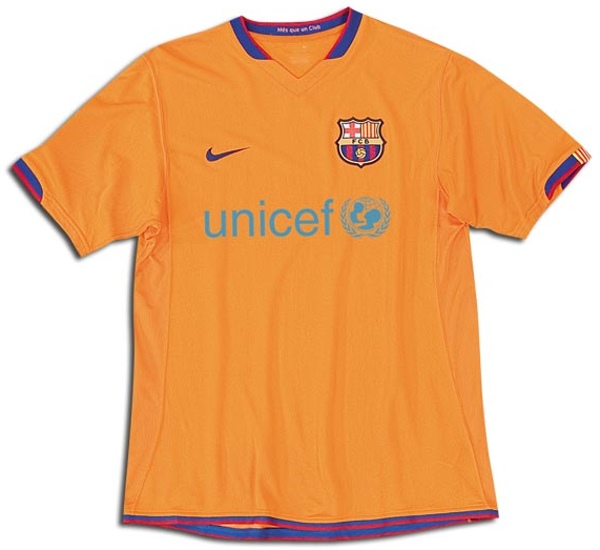 Camiseta de FC Barcelona visitante naranja de 2006-2007
