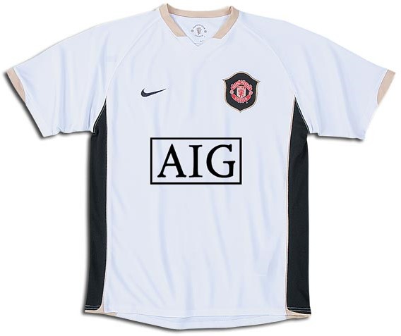 Camiseta de Manchester United visitante blanco y negro de 2006-2007