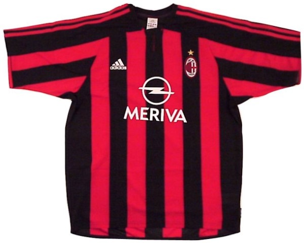 Camiseta de Milan local rojo y negro de 2003-2004