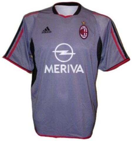 Camiseta de Milan tercera gris, rojo y negro de 2003-2004