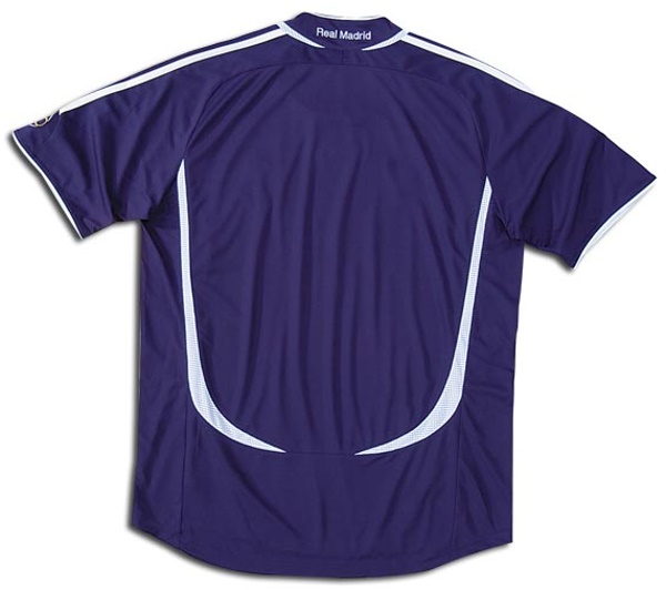 Camiseta de Real Madrid CF tercera azul y blanco de 2006-2007, vista espalda